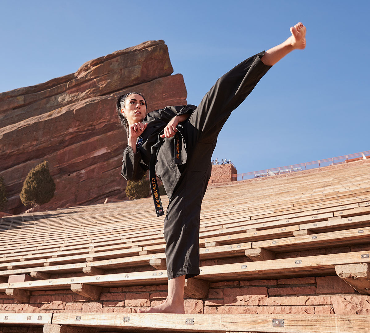 Woman training at amphitheater